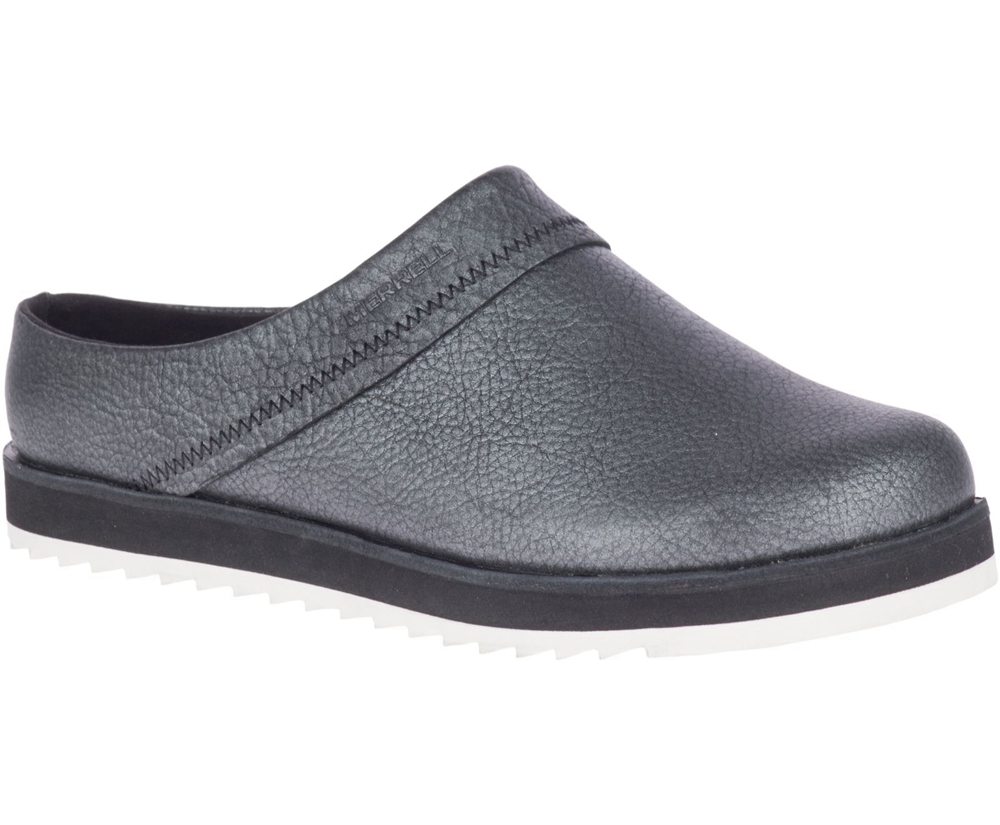 Merrell Slip Ons Damskie Czarne - Juno Clog Skórzane - 820356-AUN